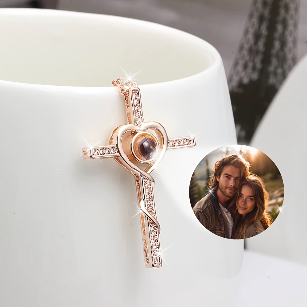 Customized Projection Copper Necklace Love Cross Pendant